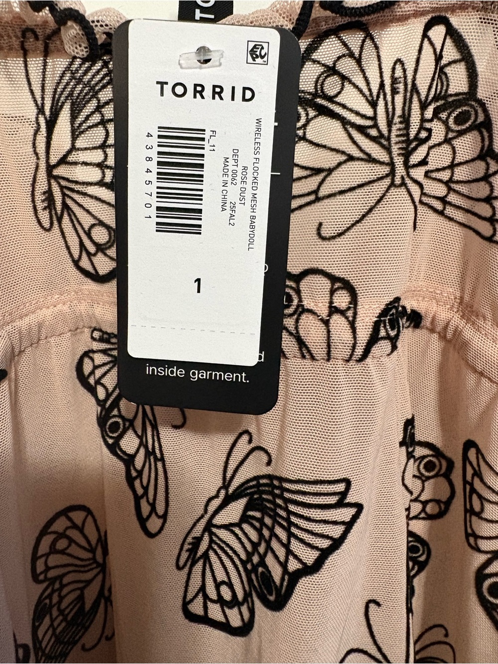 torrid Pink Butterfly Print Chemise with Black Lace Trim - Picture 10 of 11